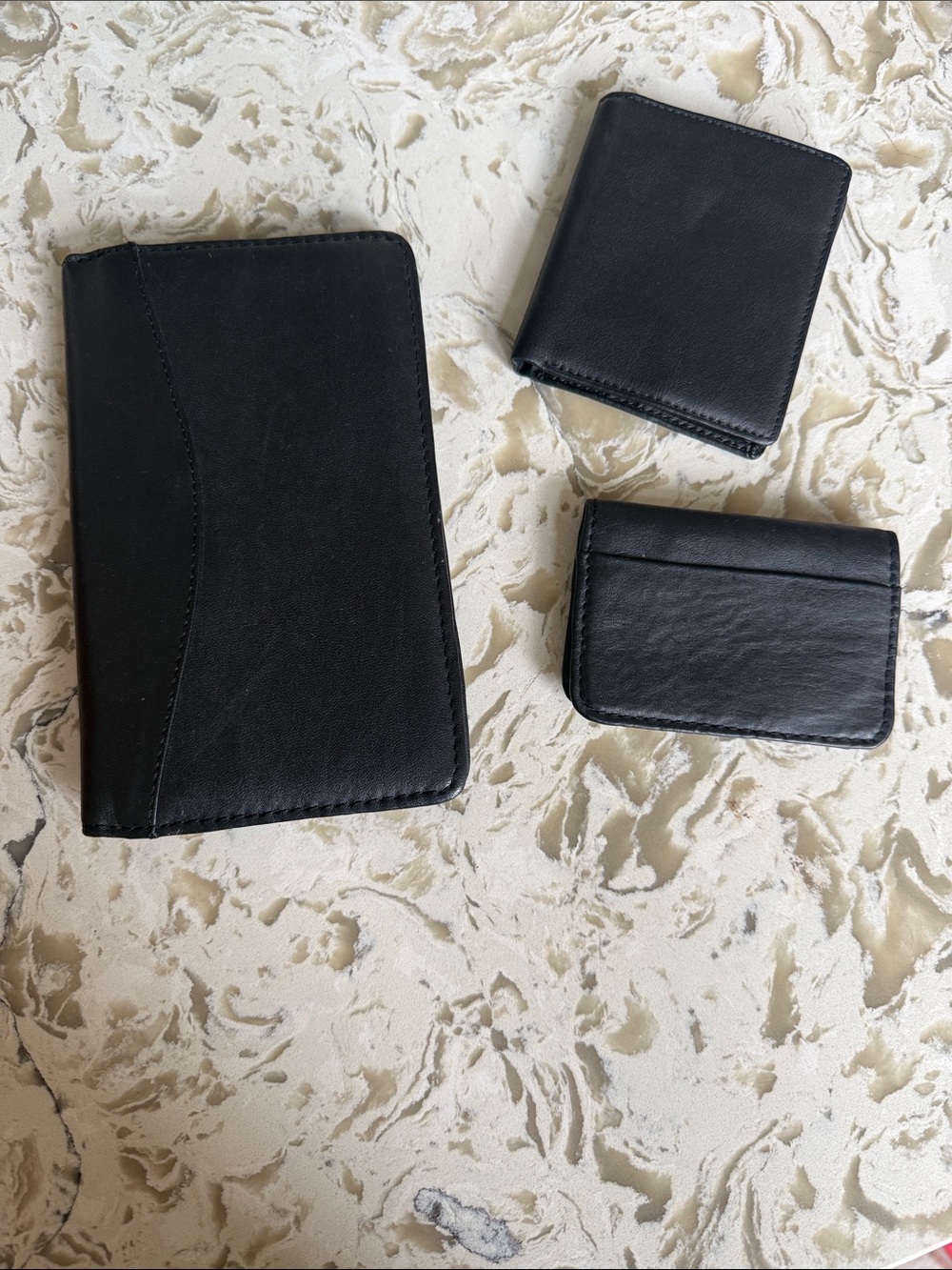 Men's Black Faux Leather Card Holder & Wallet Set – Sleek Organizer
